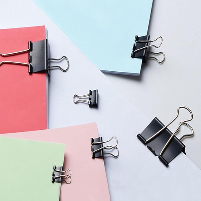 130 Pack Black Binder Clips Assorted Sizes, Large Medium Small Mini 4 Sizes Mix, Paper Clamps Metal Paper Clips Set for Office School Home Business Supplies