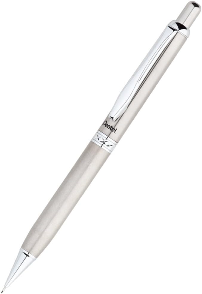 Pentel Libretto Roller Gel Pen and Pencil Set with Gift Box, Pen 0.7mm and Pencil 0.5mm, Silver Barrels (K6A8Z-A)