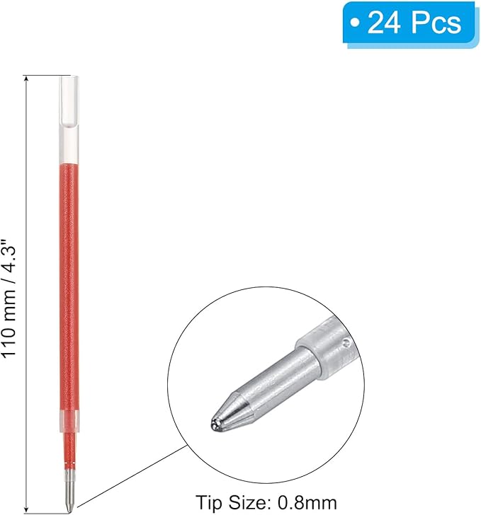 PATIKIL Gel Pen Refills, 24 Pcs 0.8mm Medium Point Glitter Coloring Gel Ink Pen Replace Refills for Retractable Click Pens Writing Drawing Doodling Office Study Classroom Supplies, Red