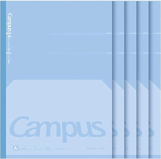 KOKUYO Composition Notebooks, 7" x 10" Kimochii Dot Lined Notebook, 30 Sheets College Ruled Paper, 5 Pack Blue B5 Notebook for School and Work, School Supplies Comp Book for Note Taking, Japan Import