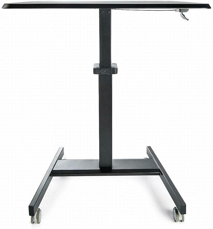 StarTech.com Mobile Standing Desk - Portable Sit Stand Ergonomic Height Adjustable Cart on Wheels - Rolling Computer/Laptop Workstation Table with Locking One-Touch Lift for Teacher/Student (STSCART2)