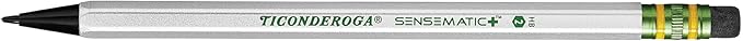 Ticonderoga Sensematic Mechanical Pencil, 0.7mm Lead, Silver, 2 Count
