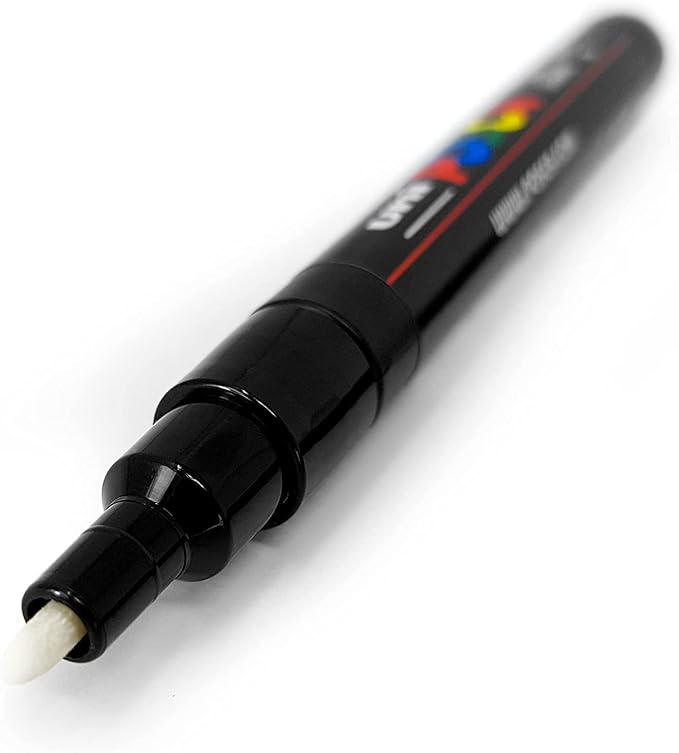Posca - Ultra Fine to Fine Paint Marker Pens Set - PC-1MR, PC-1M, PC-3M - Black Ink - Pack of 3