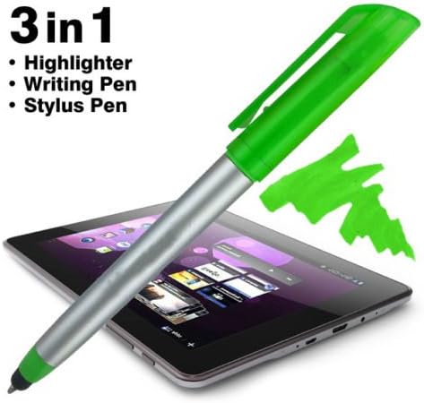 Stylus Ballpoint Pen With Highlighter Tips, 3-1 for Touchscreens, Writing and Highlighting, Bright Colors, Black Ink, Pack of 10