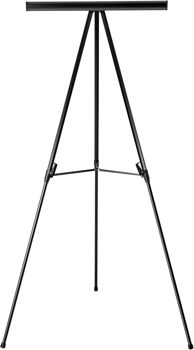 Amazon Basics High Boardroom Height Adjustable Flipchart Whiteboard and Display Easel Stand for Paper Pads and Signage, Portable, Collapsible Telescope Tripod, 37 x 18 x 28 in, Black