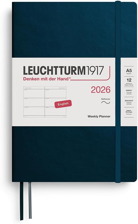 LEUCHTTURM1917 - Weekly Planner 2026, Softcover, Medium (A5), Deep Sea (Jan 1 - Dec 31, 2026)