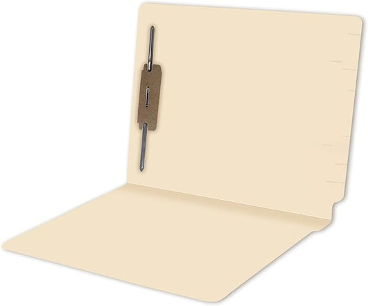 Medical File Folders with Fastener, Doctor Stuff, Letter Size, Reinforced End Tab Folders with 2” Bonded Fastener on Inside Back, 11 pt Manila Stock, Carton of 250