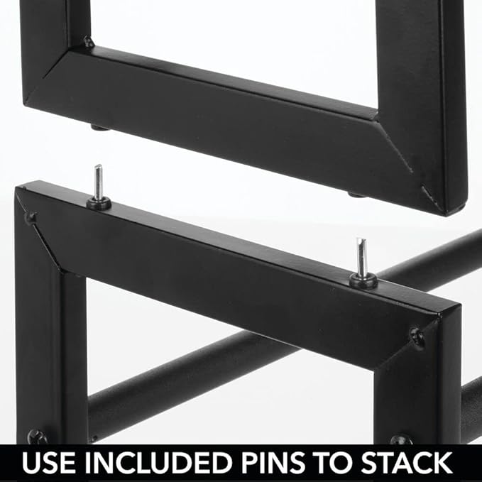 mDesign Metal 3 Tier Adjustable/Expandable Shoe and Boot Storage Organizer Rack - Space-Saving, Angled Vertical Storage - Closet, Entryway, Mudroom, Bedroom, Garage - Black