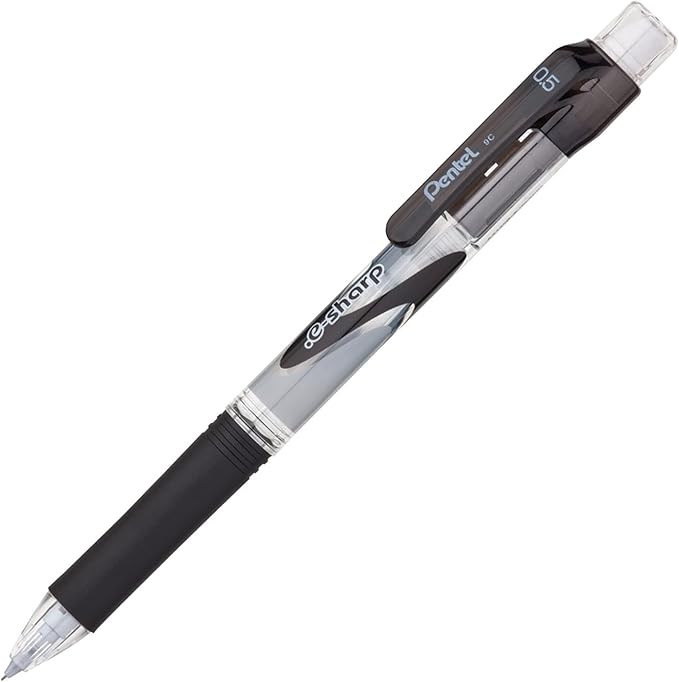 Pentel E-Sharp Mechanical Pencil, 0.50 mm, Black Barrel, Dozen Box (AZ125A)