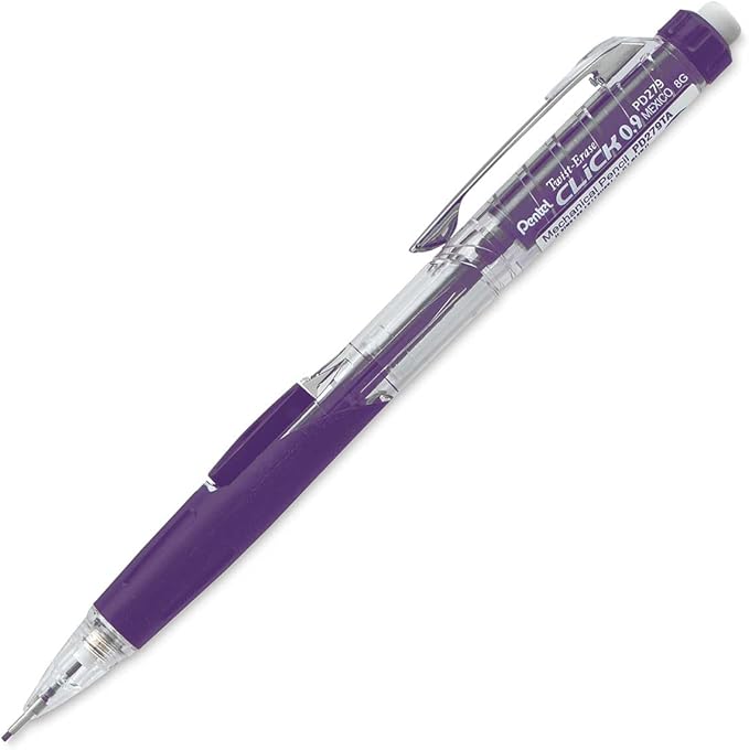 Pentel Mechanical Pencil, Refillable Lead/Eraser, 0.9mm, Purple (PENPD279TV)