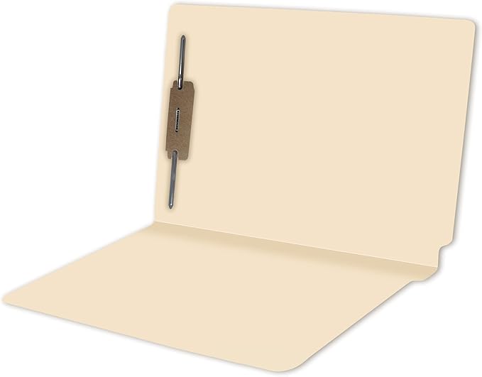 Medical File Folders with Fastener, Doctor Stuff, Letter Size, Reinforced End Tab Folders with 2” Bonded Fastener on Inside Back, 14 pt Manila Stock, Carton of 250