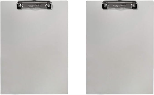 Amazon Basics Aluminum Clipboard, Letter Size, Office Supplies, 2-Pack, Silver