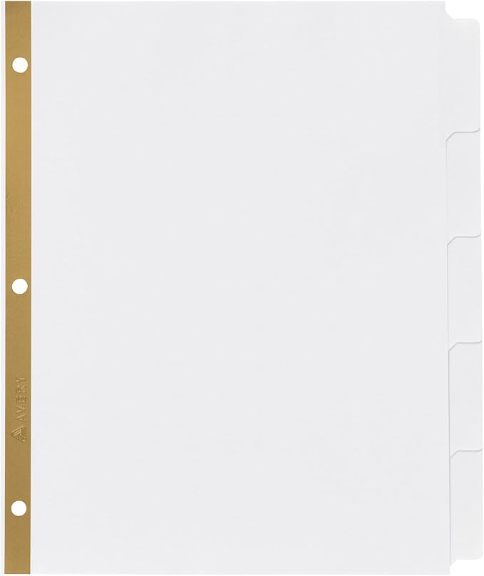 Avery Write & Erase Big Tab Paper Dividers for 3 Ring Binder, White, 5 Tab Set, 10 Packs, 10 Sets Total (23075)