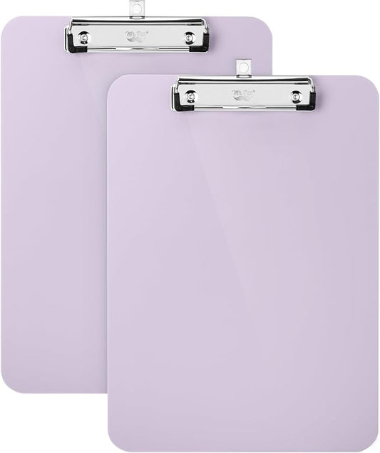 Mr. Pen- Plastic Clipboard, 12.5" x 9", 2 Pack, Muted Purple Clipboard Plastic, Low-Profile Metal Clip with Retractable Hanging Hole