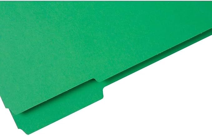 Staples Reinforced Colored File Folders, Letter Size, 3‑Tab Design, Green, Heavy‑Duty Construction, 100/Box