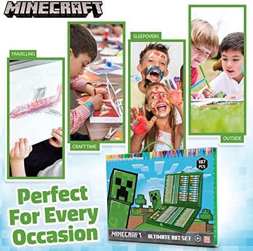 Minecraft Colored Pencils Art Supplies Kids Set Coloring Painting Kit Girls Drawing Pencils Supplies Travel Case with Crayons Arts and Crafts for Kids 4-12