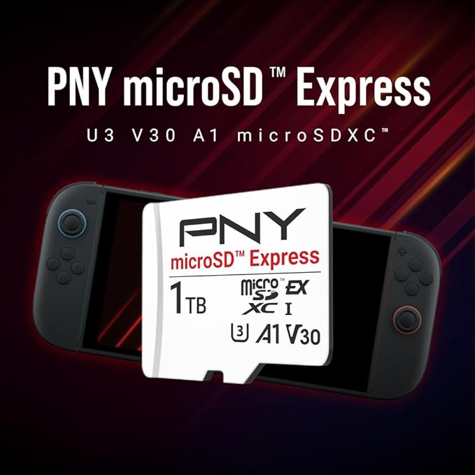 PNY microSD™ Express 1TB UHS-I U3 V30 A1 microSDXC Flash Memory Card, up to 890 Read & up to 850 Write, Ideal for microSD Express Compatible Devices Like Nintendo Switch 2