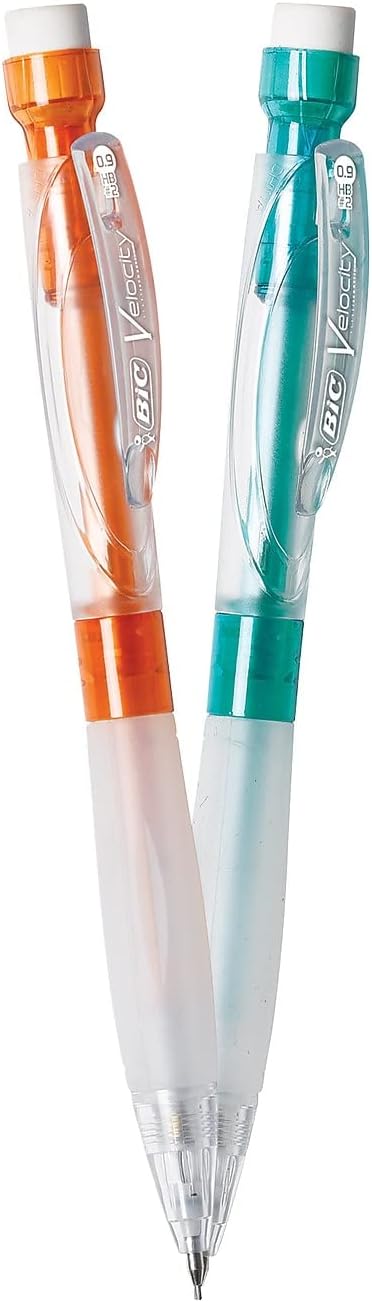 BIC Velocity Max Mechanical Pencils, With Colorful Barrel, Medium Point (0.7mm), 2-Count Pack Mechanical Pencils With Erasers and Lead Refills