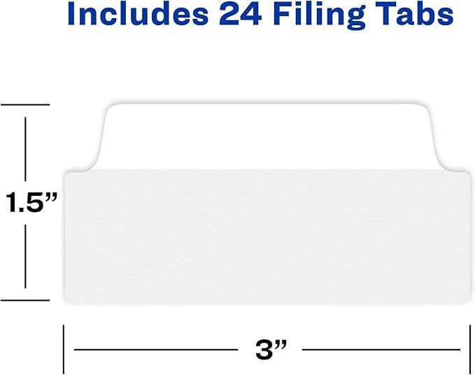 Avery Filing Ultra Tabs, 3" x 1.5", 2-Side Writable, White, 24 Repositionable File Tabs (74776)