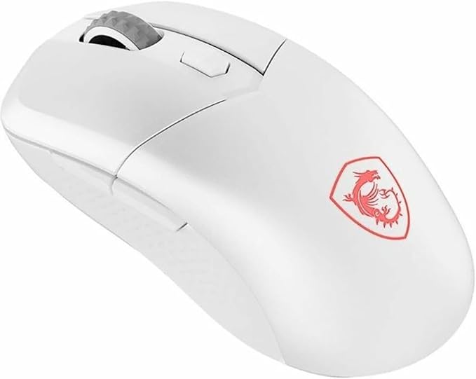 msi Versa 300 Wireless White Gaming Mouse, 8000 DPI, 30M+ Clicks Kailh Switch, Optical Sensor, Ergonomic Ambitextrous Hand Design, RGB Light