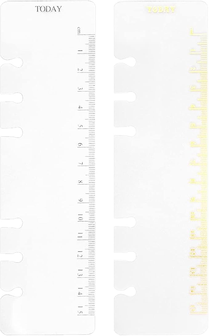 2 Pack A6 6 Holes Page Marker Ruler Plastic Binder Divider for Journal Magazine Notebook (GRuler)