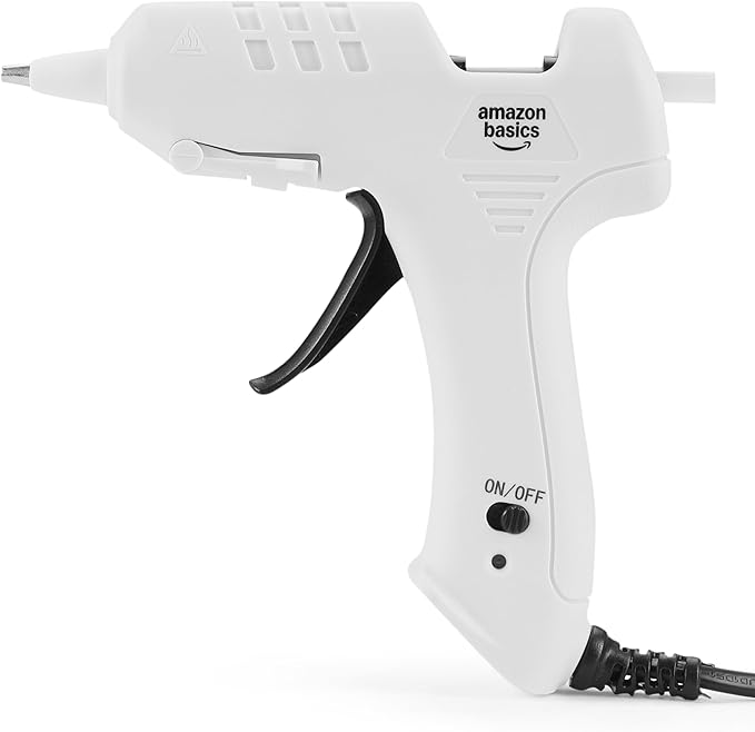 Amazon Basics Hot Glue Gun Kit with 30 Glue Sticks, High Temp for School Crafts DIY Arts and Quick Home Repairs, NA Plug, 20w, White