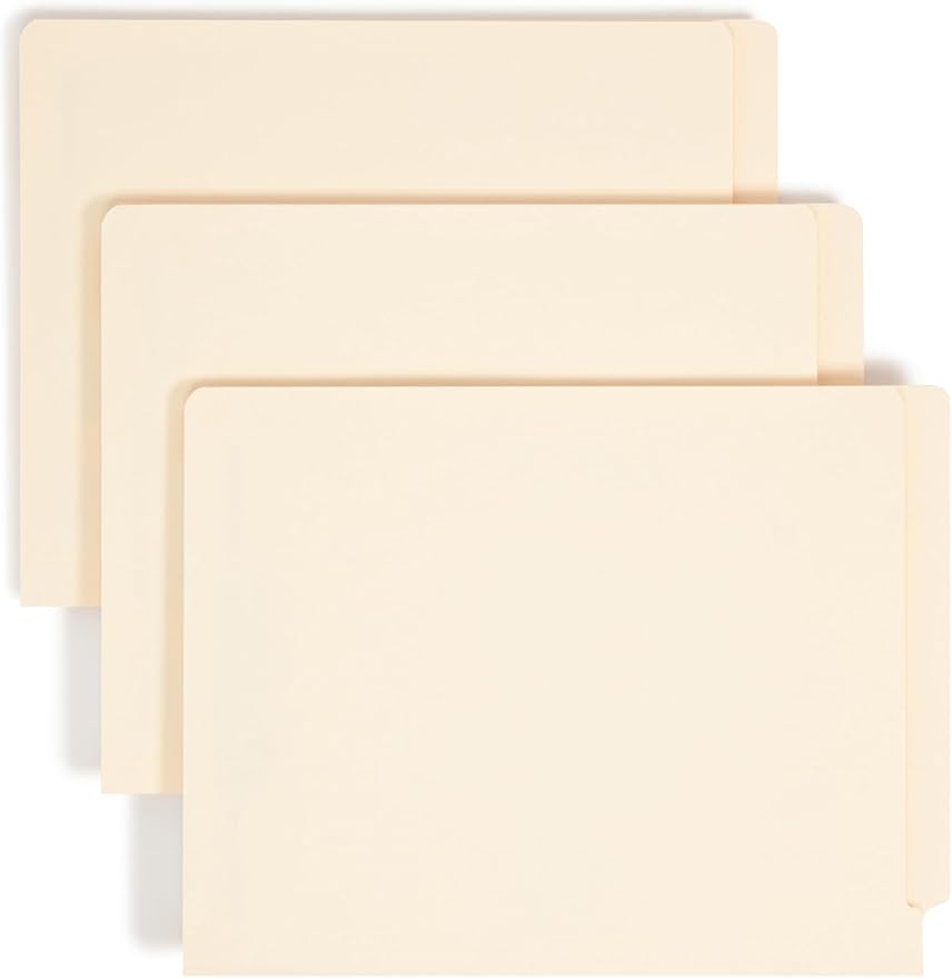 Smead Shelf-Master End Tab Fastener File Folders, 50 Count, Manila, Reinforced Straight-Cut Tabs, Letter Size (34114)