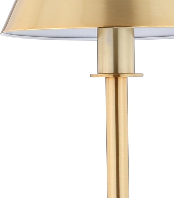 JONATHAN Y 26" Brushed Brass Gold Modern LED Table Lamp for Living Room Bedroom Home Office, Metal Empire Shade, Slim Desk Lamp for Nightstand Buffet, LED Bulb Included (JYL6006B)