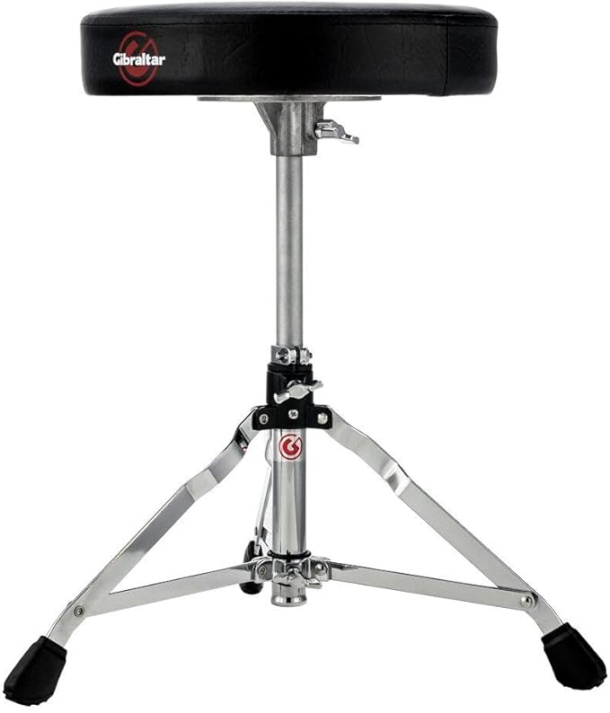 Gibraltar Drum Seat Throne, 13” Round Vinyl Seat, Adjustable Height, Cushioned Top with Memory Lock, Single-Braced Collapsible Tripod for Portability (5608)