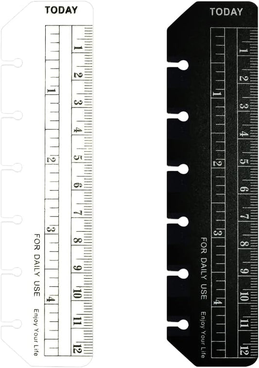 2 Pack A7 6 Holes Binder Ruler Plastic Binder Ruler Waterproof 6 Holes Divider for Personal Organiser