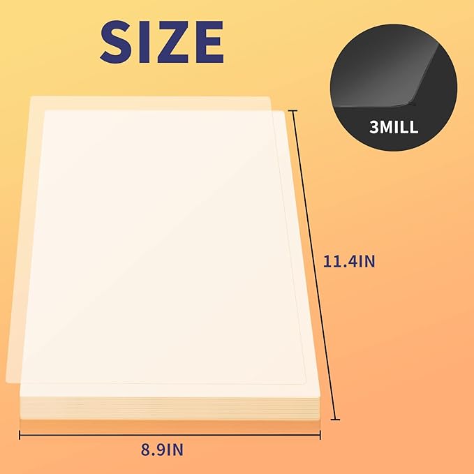 MFLABEL Thermal Laminating Pouches, 8.9 x 11.4-Inches Clear Thermal Laminating Plastic Paper Laminator Sheets for Photos Files Drawings for Use with Thermal Laminators 3 mil 600-Pack