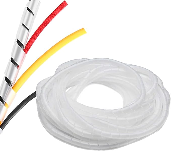Spiral Cable Wrap - 25 Ft 3/8" Spiral Wire Wrap Cord Covers Bundle Sleeve Hose for Computer Electrical Wire Organizer-White (3/8 Inch-25Ft)