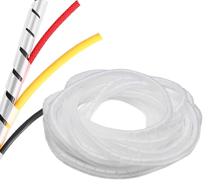 Spiral Cable Wrap - 45 Ft 5/16" Spiral Wire Wrap Cord Covers Bundle Sleeve Hose for Computer Electrical Wire Organizer-White (5/16 Inch-33Ft)