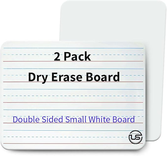 Small White Board 9X12, Small Dry Erase Board 2 Pack Whiteboard Dry Erase Double Sided with Lines Mini Whiteboard, Lapboard Ideal for Homeschool, Office, Classroom White Boards for Kids