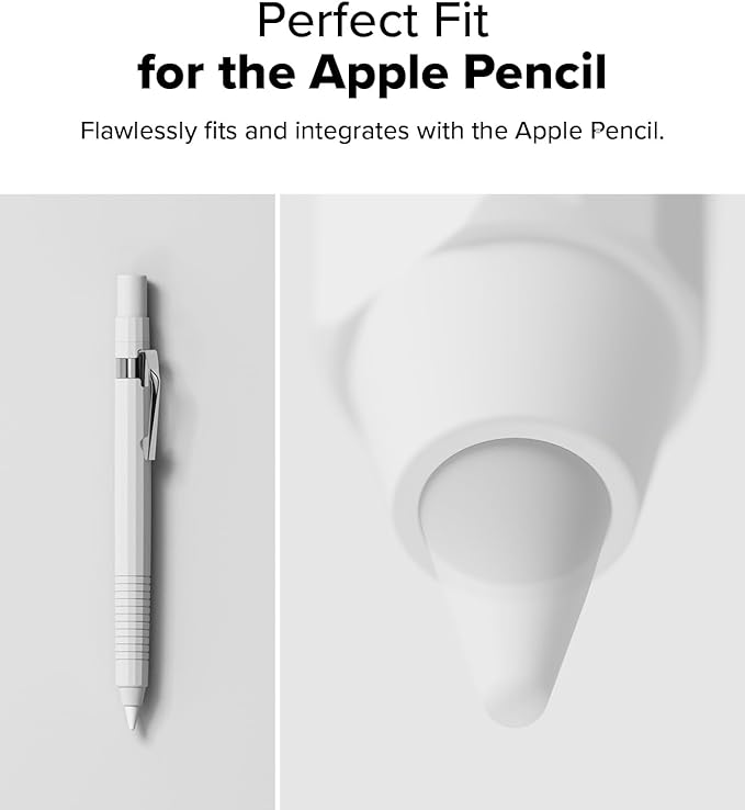 Ringke Silicone Drafting Pencil Case Compatible with Apple Pencil USB-C Case, Perfect Grip Silicone Protective Cover Sleeve Accessories - White