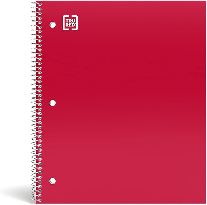 STAPLES Accel 1‑Subject Notebook, 8.5” x 11”, College Ruled, 100 Sheets, Red