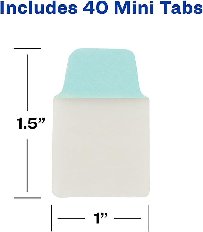 Avery Mini Ultra Tabs, 1" x 1.5", 2-Side Writable, Pastel Colors, 40 Repositionable Tabs, 72 Packs (74761)