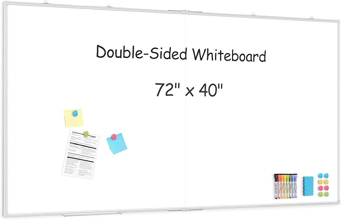 72" x 40" Double-Sided Large White Board, Foldable Magnetic Whiteboard Dry Erase Portable Wall Hanging Whiteboards for Home, School, Office
