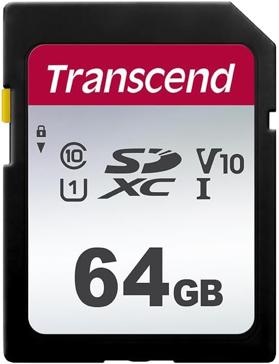 Transcend 64GB SDXC Memory Card, Up to 100MB/s, for Canon Nikon Sony Camcorder, SPYPOINT TACTACAM WOSPORTS Trail Camera, Panasonic Cameras, UHS-I U1 V10, Full HD Class 10 High-Speed SD Card