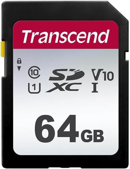 Transcend 64GB SDXC Memory Card, Up to 100MB/s, for Canon Nikon Sony Camcorder, SPYPOINT TACTACAM WOSPORTS Trail Camera, Panasonic Cameras, UHS-I U1 V10, Full HD Class 10 High-Speed SD Card