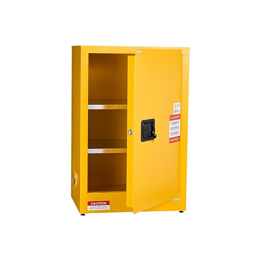VEVOR Flammable Cabinet 18" x 24" x 65", 13 Gallon Flammable Storage Cabinet with Adjustable Shelf, Cold-Rolled and Galvanized Steel Fire Cabinets, for Commercial Industrial Home Use, Yellow