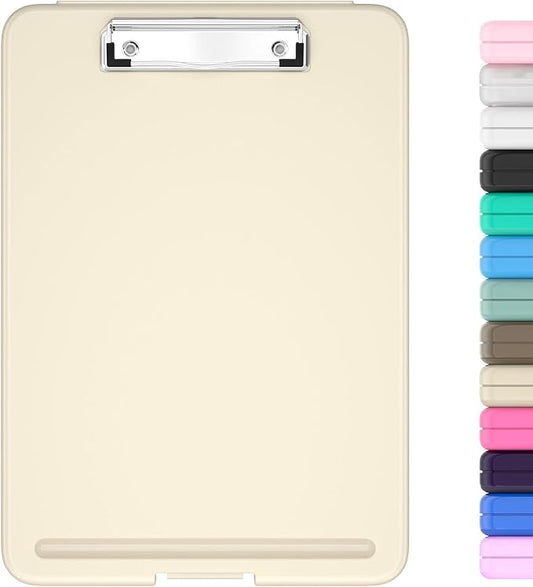 Hongri Clipboard with Storage, 8.5 x 11 Nursing Clip Board Foldable Storage for Nurses, Lawyers, Students, Classroom, Office, School, Size 13.4 x 9.4 X 0.9 in, Khaki