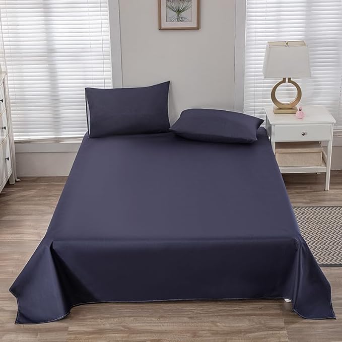 WenBags Lightweight Waterproof Flat Sheet 90 * 98 Inches King Size - Mattress Protector for Bed & Couch, Pet Hair Resistant Cover Ideal for Dogs & Cats, Perfect for Hotels & Hospitals (Navy Blue)