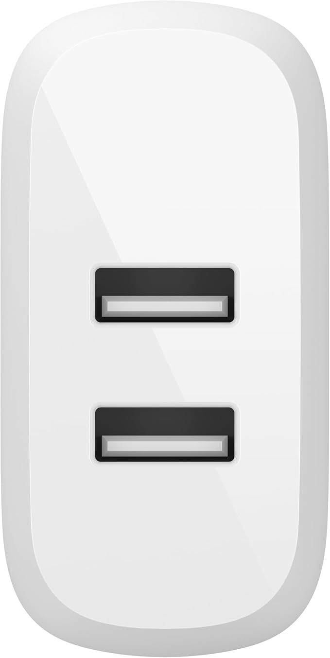 Belkin 24W Dual Port USB Wall Charger - Lightning Cable Included - iPhone Charger Fast Charging - USB Charger Block for Power Bank, iPhone 14, iPhone 13, iPhone 12, iPhone 11, iPad Pro, Samsung & more