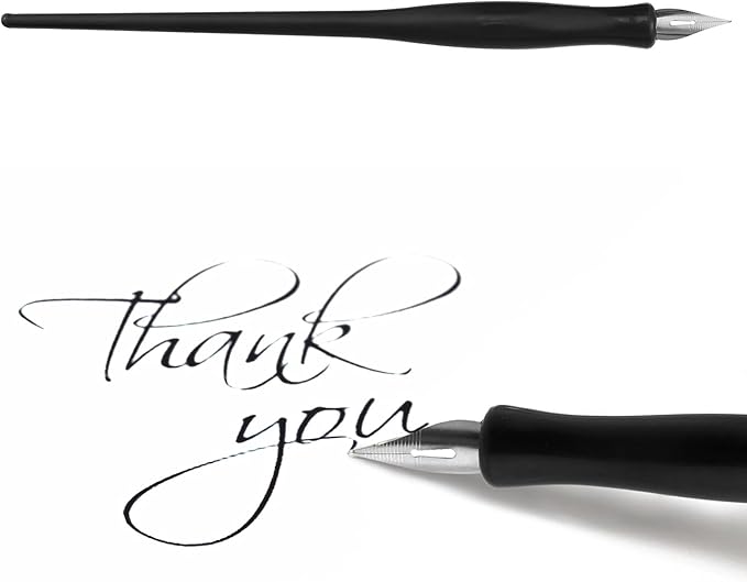 Zonon 2 Sets Oblique Calligraphy Dip Pen Set Include 2-in-1 Calligraphy Oblique Pen or Straight Holder with 8 Pcs Replacement Nibs