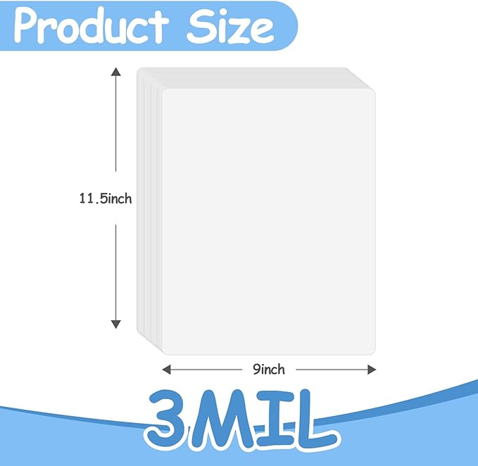 Clear Thermal Laminating Pouches 3mil Letter Size Plastic Laminator Sheets 9 x 11.5 Inch (1500 Pack)