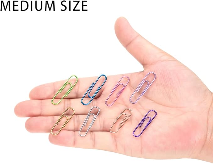 Paper Clips, 240pcs Medium Size Colored, PaperClips Assorted Colors, Paper Clips for Paperwork Office School and Personal Use