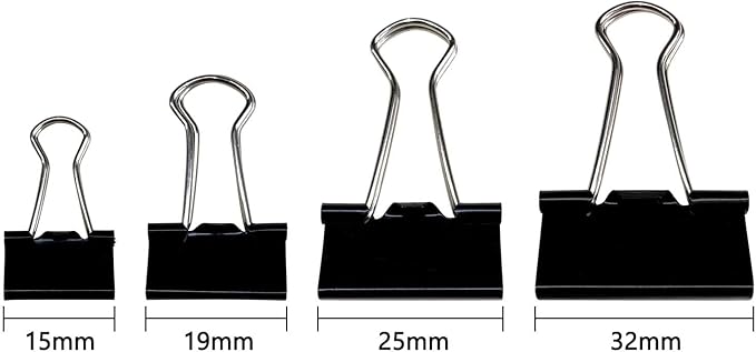 120Pcs Assorted Sizes Binder Clips, Metal Paper Clamps 4 Assorted Sizes, Medium, Small, X Small and Micro for Office Supplies, Black.