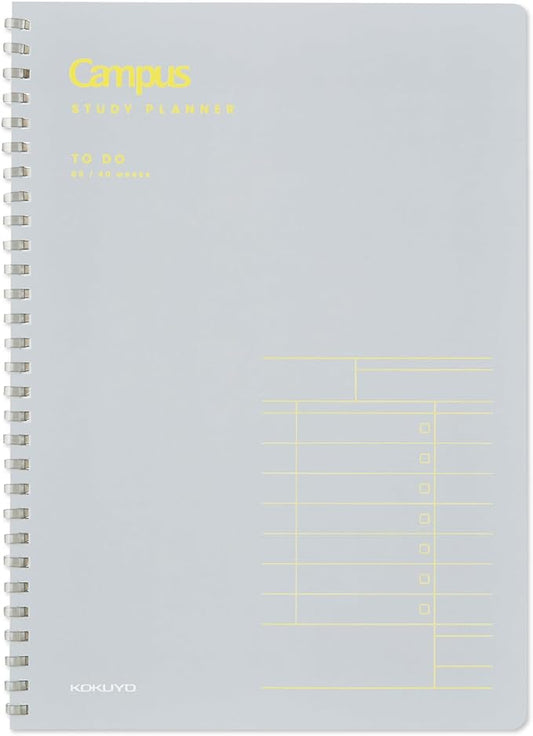 KOKUYO Study Planner Notebook, 10'' x 7'' To-Do Management B5 Soft Ring Notebooks, 41 To Do Plan Sheets, Gray Spiral Notebook, Time Management. Japan Import (SU-SY111TD-M)