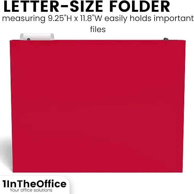 1InTheOffice Poly Expanding Hanging File Folders Letter Size, Hanging File Pocket, File Cabinet Dividers, Assorted,